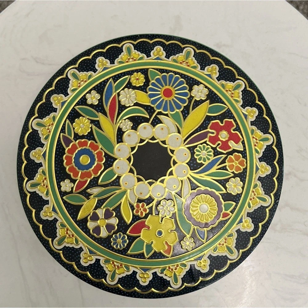 Vtg Daher Embossed Floral Decorative Round Tin‎